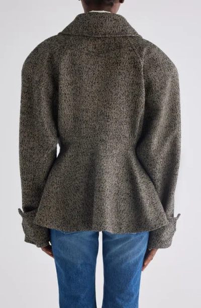 Chloé Double-breasted Herringbone Oversized Peplum Coat In Gray