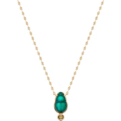 Lito Giada Scarab Pendant Necklace In Green