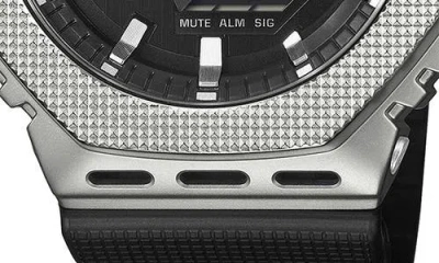 G-shock G-steel 5600 Series Gm-5600m-1 Ana-digi Resin Strap Watch, 49.3mm X 44.4mm In Black