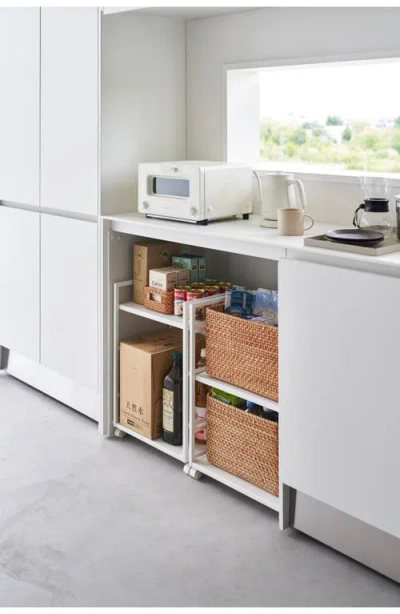 Yamazaki Two Tier Hideaway Storage Cart In White