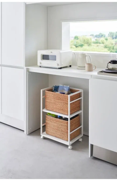 Yamazaki Two Tier Hideaway Storage Cart In White