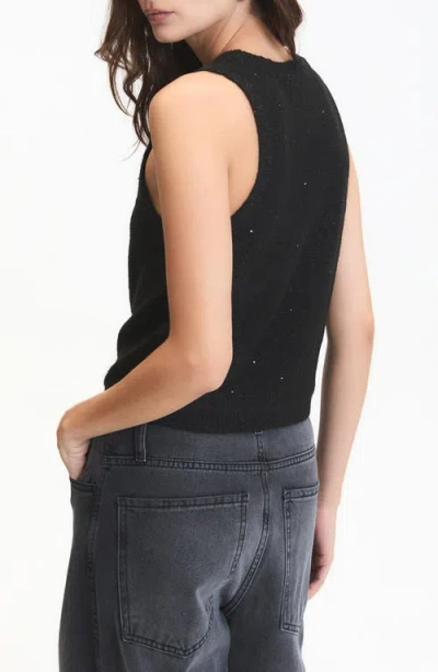 Deluc Angel Sequin Accent Sleeveless Sweater In Black