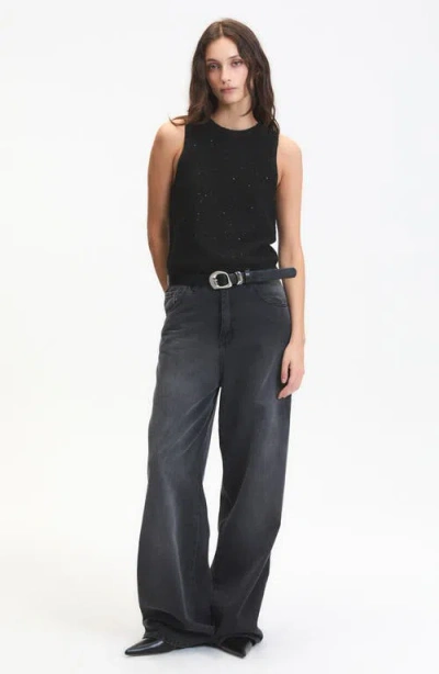 Deluc Angel Sequin Accent Sleeveless Sweater In Black