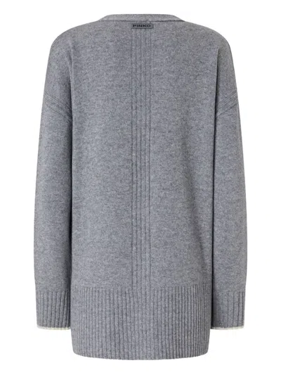 Pinko Cardigan Long À Col V In Gray