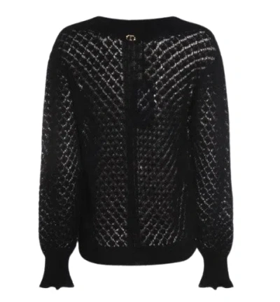 Twinset Twin-set Open Knit Sweater In Black