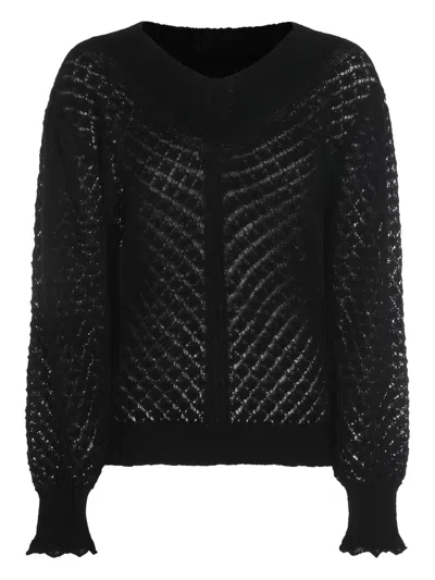 Twinset Twin-set Open Knit Sweater In Black
