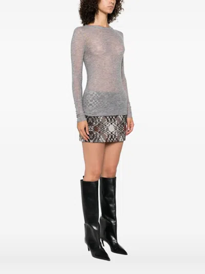 Pinko Grey Sweater With Sequins In Gray