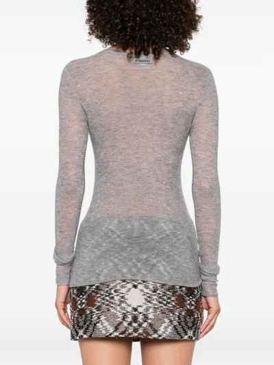 Pinko Grey Sweater With Sequins In Gray