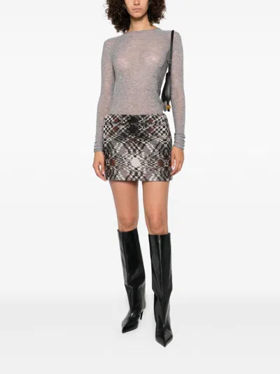 Pinko Grey Sweater With Sequins In Gray