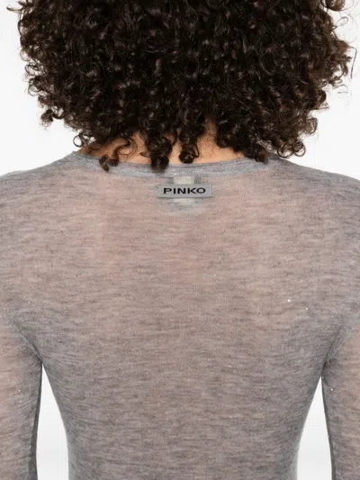 Pinko Grey Sweater With Sequins In Gray