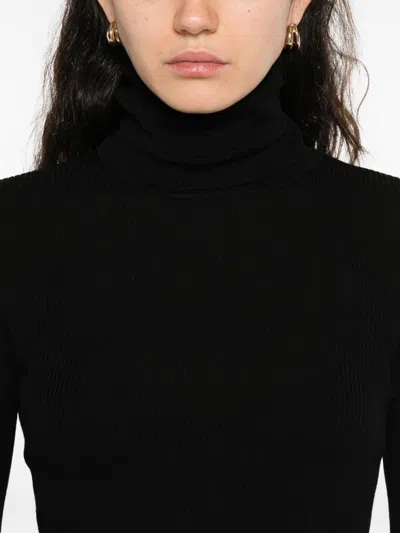 P.a.r.o.s.h Ribbed Turtleneck Top In Black