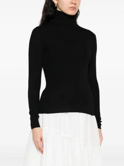 P.a.r.o.s.h Ribbed Turtleneck Top In Black