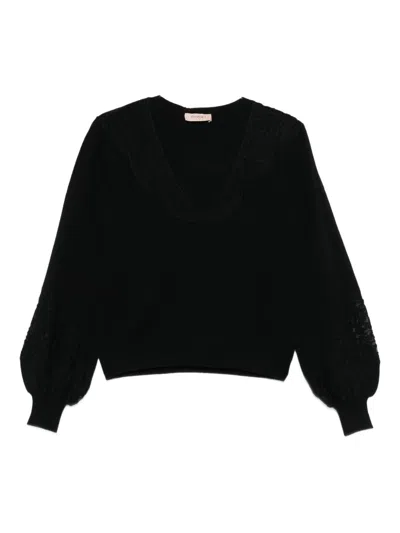 Twinset Sweaters Blacks And Greys In Black
