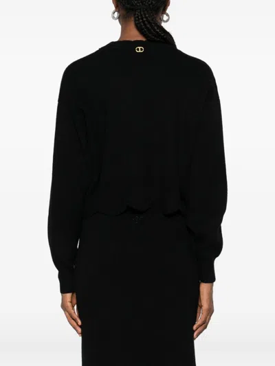 Twinset Wool-cashmere Blend Knitted Jumper In Black