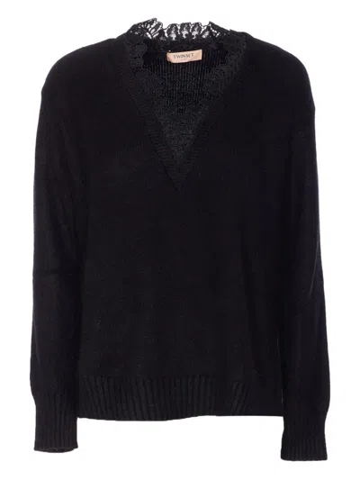 Twinset Sweaters Blacks And Greys In Multi