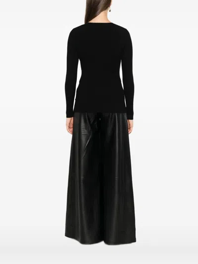 Elisabetta Franchi Maglia A Costine Con Taschino Nero In Black