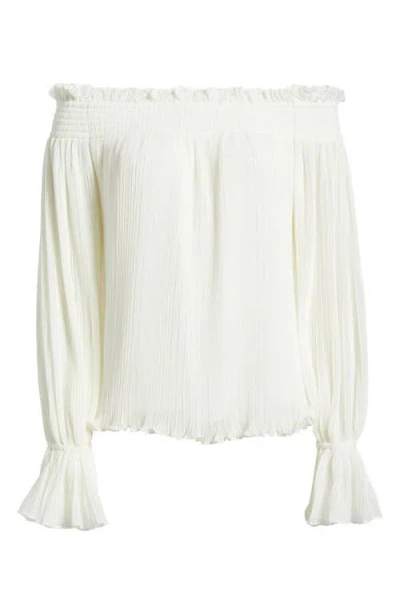 Kobi Halperin Elizabeth Plissé Off The Shoulder Top In White