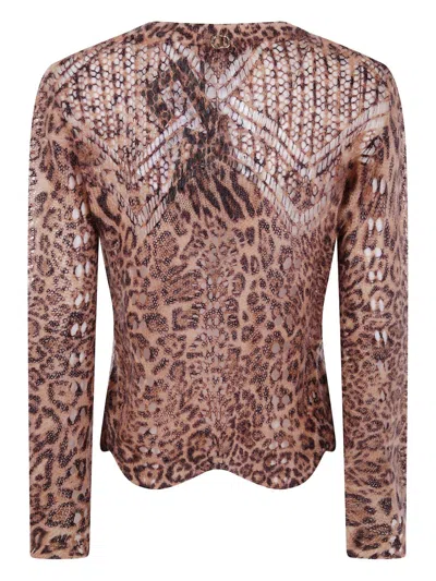Twinset Sweaters Brown In Animal Print
