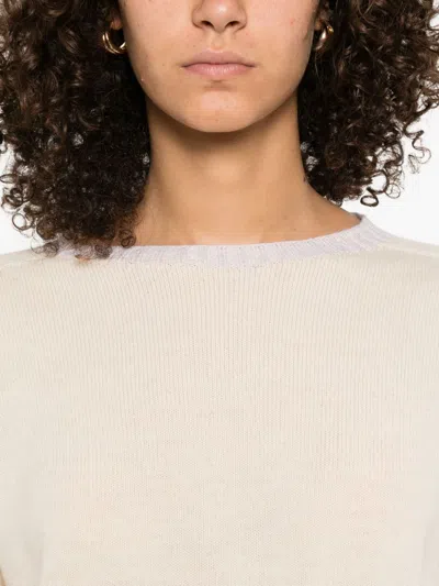 Twinset Twin-set Boat Neck Sweater In Soft Wool-cashmere Blend In Neutral