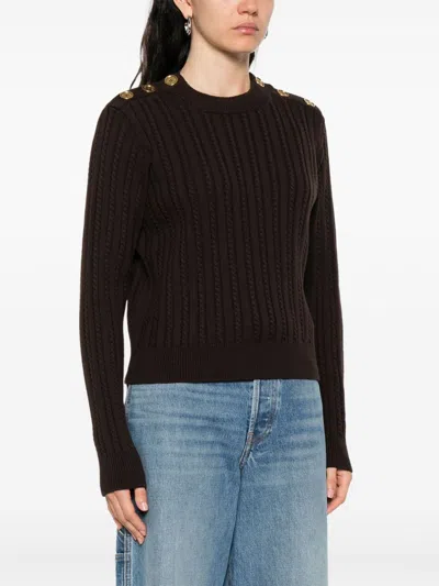 Golden Goose Wool Sweater With Button Detail In Brown