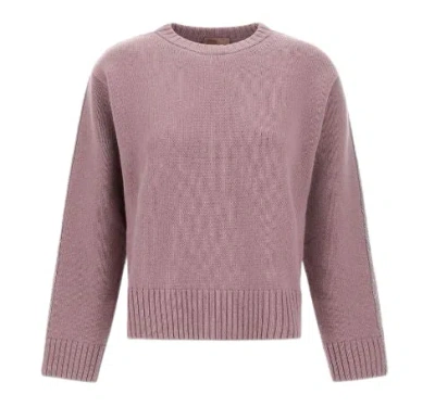 Herno Crew Neck Long Sleeve Sweater In Pink