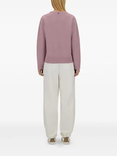 Herno Crew Neck Long Sleeve Sweater In Pink