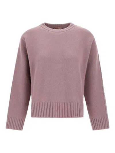 Herno Crew Neck Long Sleeve Sweater In Pink