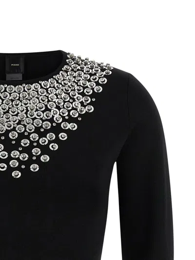 Pinko Sweaters Nero Argento In Black
