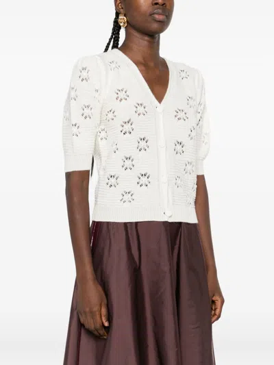 Twinset Floral-pattern Button-down Cardigan In White