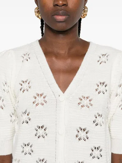 Twinset Floral-pattern Button-down Cardigan In White