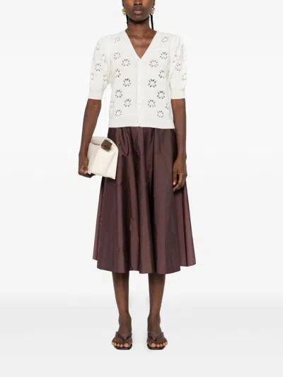 Twinset Floral-pattern Button-down Cardigan In White