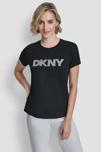 Dkny Newspaper Logo Graphic T-shirt In Black