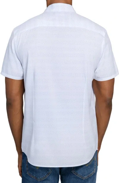 Wrk W.r.k Slim Fit Micro Geo Short Sleeve Performance Button-up Shirt In Blue