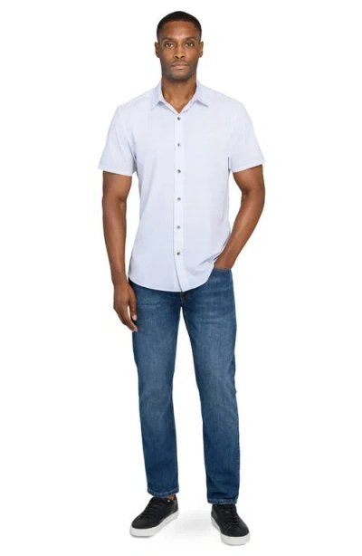 Wrk W.r.k Slim Fit Micro Geo Short Sleeve Performance Button-up Shirt In Blue