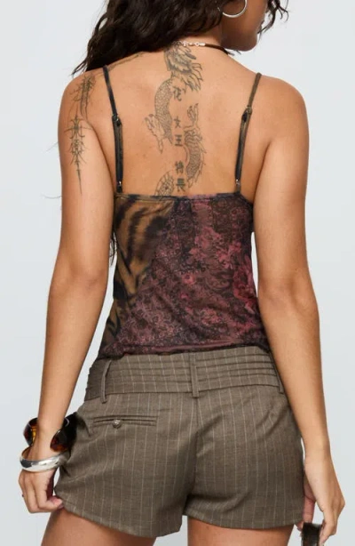 Princess Polly Start A Fire Mixed Print Mesh Camisole In Multi