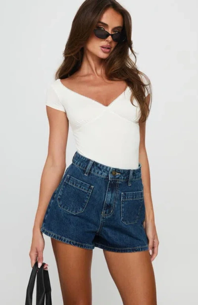 Princess Polly Take My Breath High Waist Denim Shorts In Blue
