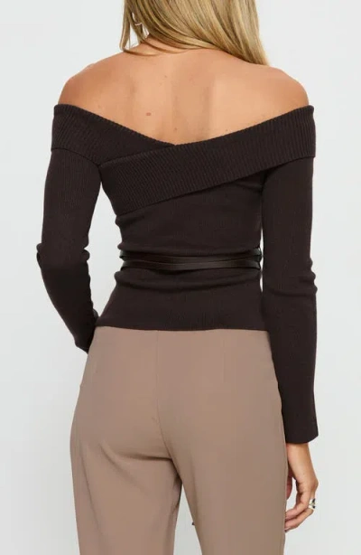 Princess Polly Ellenore Double Belt Off The Shoulder Top In Brown