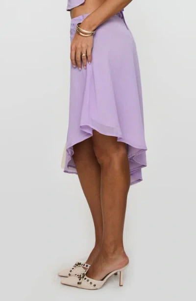 Princess Polly Pappilion Embroidered Asymmetric Chiffon Skirt In Purple
