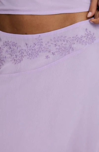 Princess Polly Pappilion Embroidered Asymmetric Chiffon Skirt In Purple