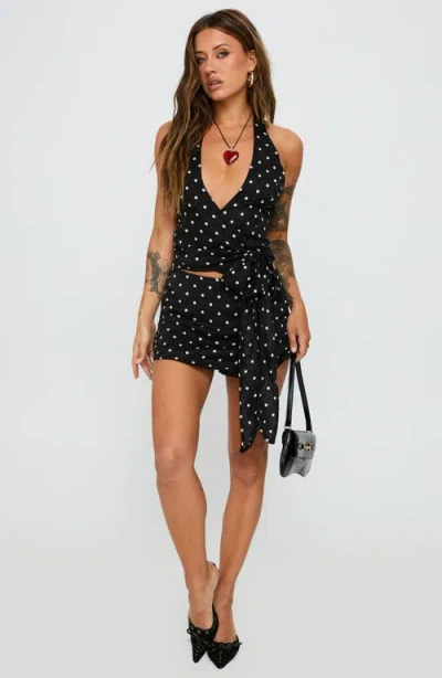 Princess Polly Beffanie Wrap Halter Top & Skort Set In Black