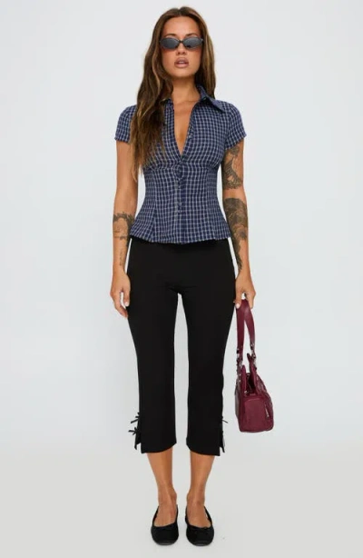 Princess Polly Cottesloe Check Cotton Blend Button-up Shirt In Blue