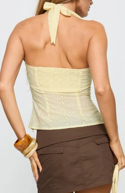 Princess Polly Isabetta Eyelet Halter Top In Yellow