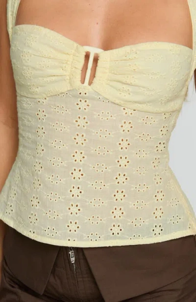 Princess Polly Isabetta Eyelet Halter Top In Yellow