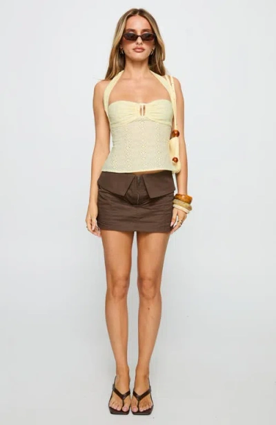 Princess Polly Isabetta Eyelet Halter Top In Yellow