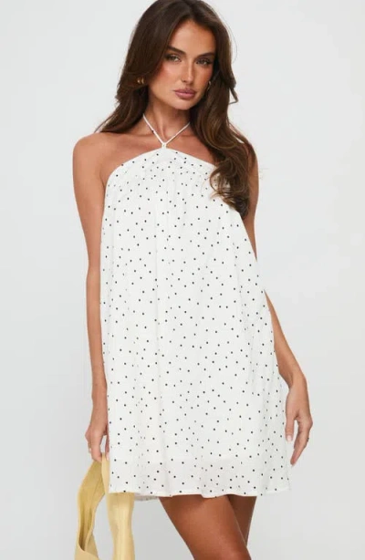 Princess Polly Moonlit Polka Dot Halter Minidress In White