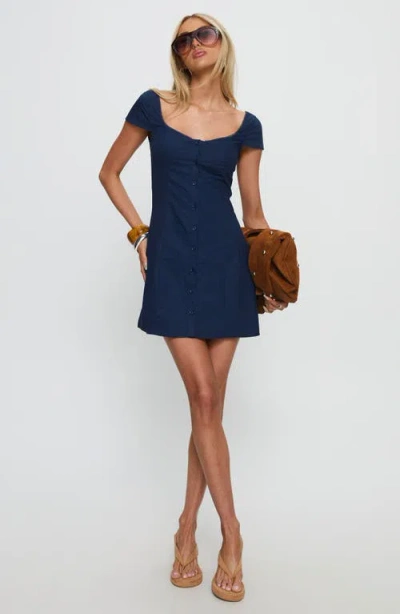 Princess Polly Marisella Scoop Neck Button-up Minidress In Blue