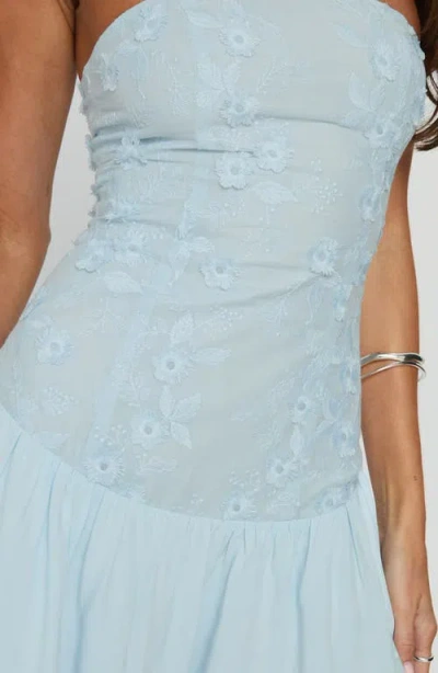 Princess Polly Envie Floral Appliqué Strapless Minidress In Blue