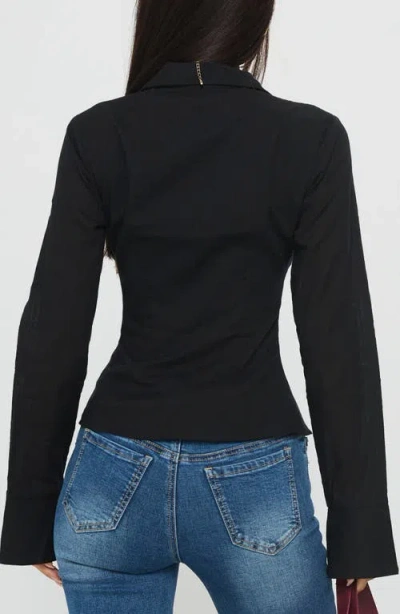 Princess Polly Elowenn Long Sleeve Button-up Shirt In Black