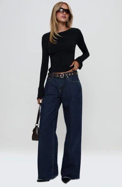 Princess Polly Harpur Long Sleeve Open Back Crop Top In Black