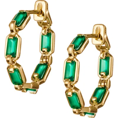 Lito Generosity Agate Hoop Earrings In Green